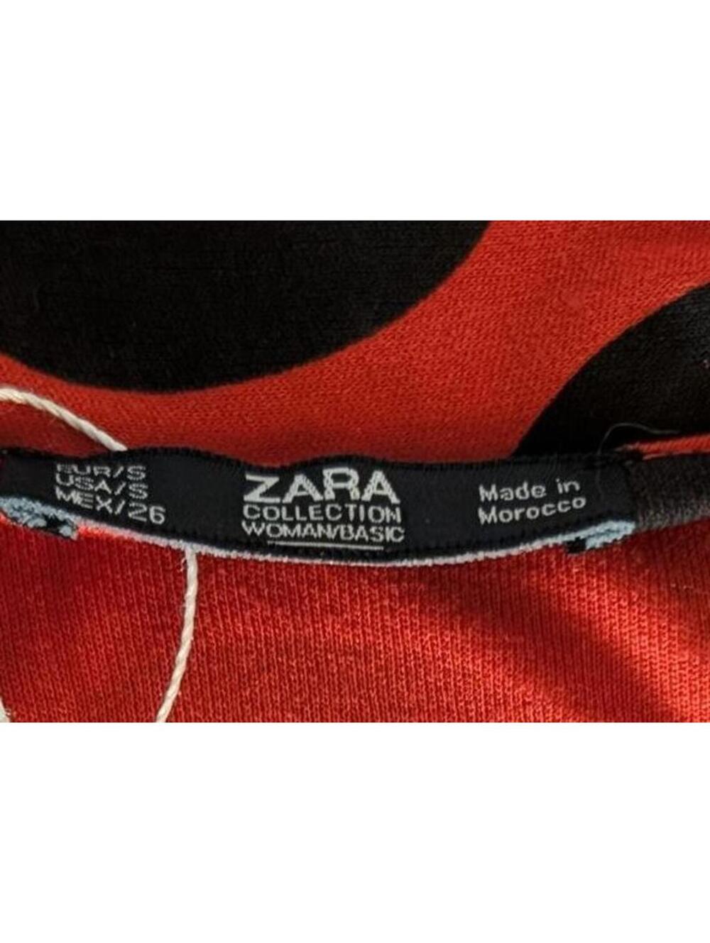 Zara Red Black Polka Dot Long Sleeve Dress with Bow Tie Neck Size S - Picture 9 of 9